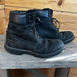 Men’s Size 8 Black Leather Lace-Up Boots
